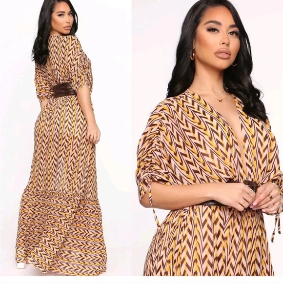 Fashion Nova Breaking Free Plunge Maxi Sundress Sz M - Picture 5 of 12